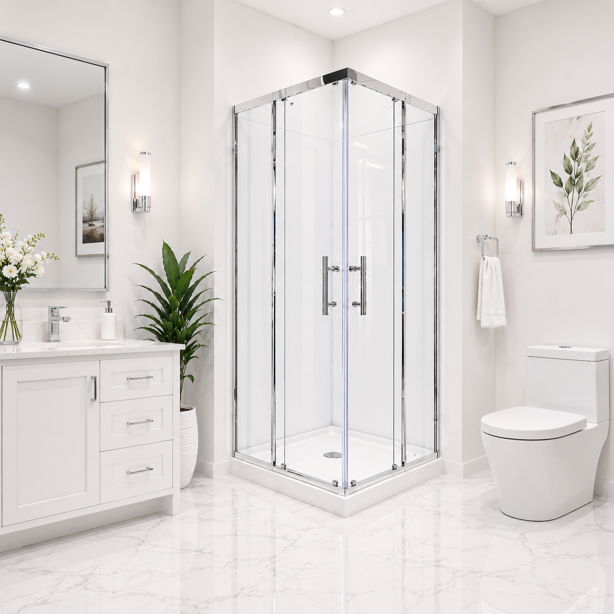 Shower Base for Vellum Series (NCA-142) 32" x 32" x 4", White