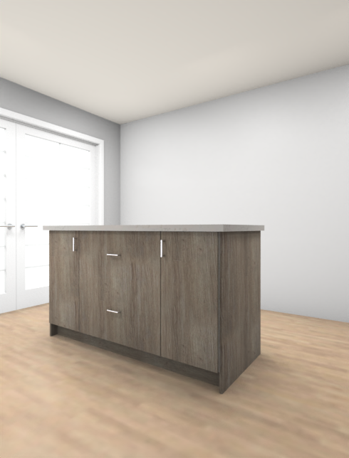 Studio Kitchen 60" Kitchen Island Cabinet with 2 Drawers & 2 Doors | Shaker White & Wood Grey