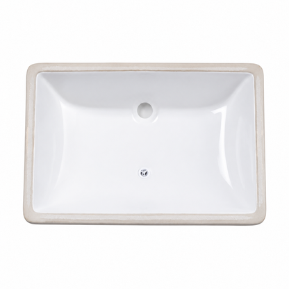 Rectangular Undermount Bathroom Sink - Premium White Porcelain Vanity Basin