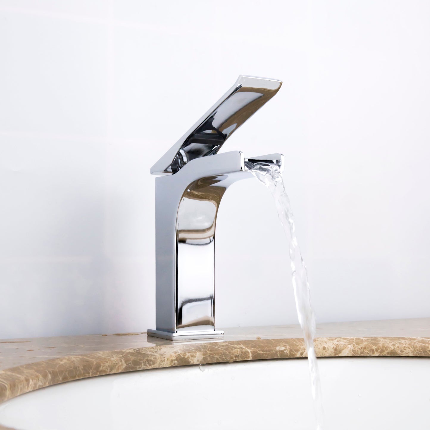 IKOU LIVING Ravine Waterfall Bathroom Faucet - Polished Nickel or Chrome Finish