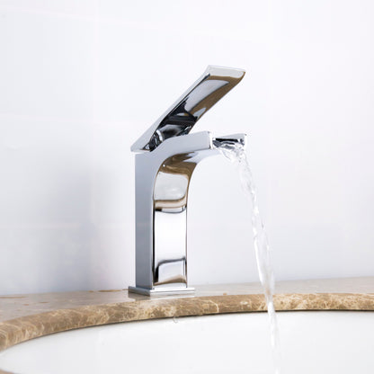 IKOU LIVING Ravine Waterfall Bathroom Faucet - Polished Nickel or Chrome Finish