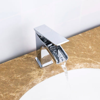IKOU LIVING Ravine Waterfall Bathroom Faucet - Polished Nickel or Chrome Finish