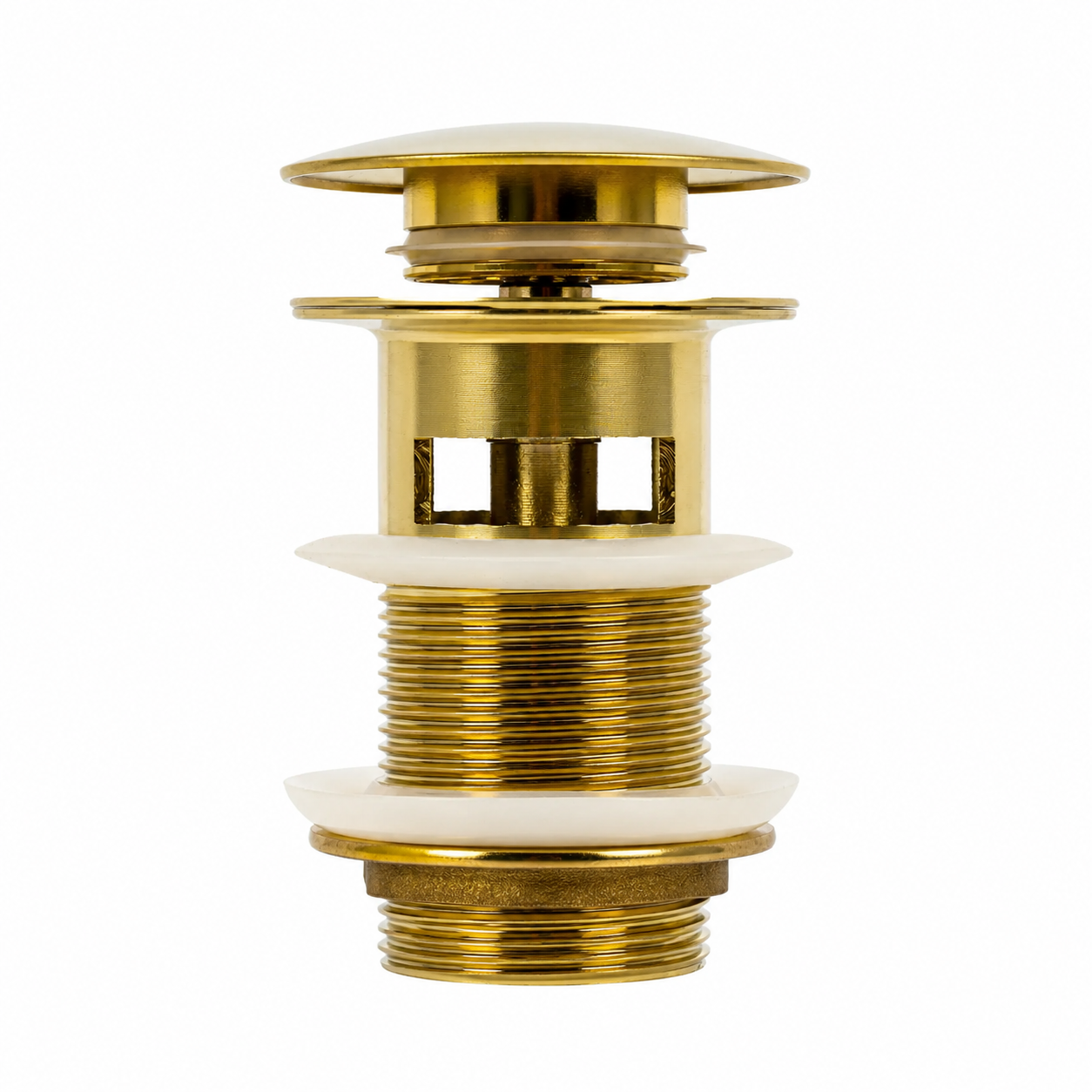 Kirk Brushed Gold Pop-Up Drain for Bathroom Sink - Brass Bathroom Drain Assembly with Overflow