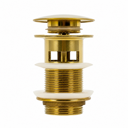 Kirk Brushed Gold Pop-Up Drain for Bathroom Sink - Brass Bathroom Drain Assembly with Overflow