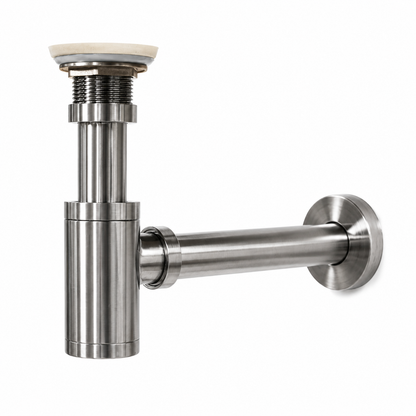 Kirk Brushed Steel P-Trap for Bathroom Sink – Decorative Stainless Steel Bottle Trap