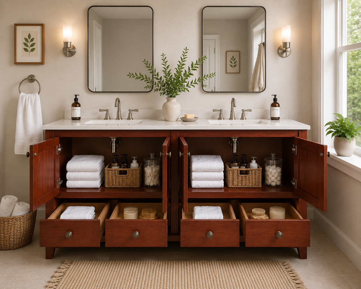 60" Solid Wood Freestanding Bathroom Vanity Cabinet