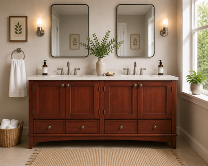 60" Solid Wood Freestanding Bathroom Vanity Cabinet