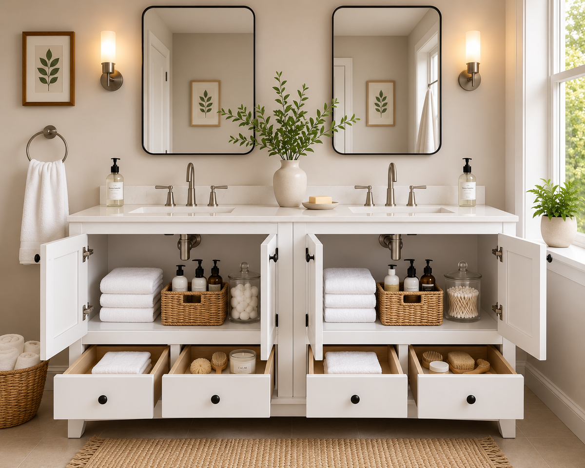 60" Solid Wood Freestanding Bathroom Vanity Cabinet