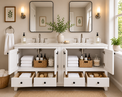60" Solid Wood Freestanding Bathroom Vanity Cabinet