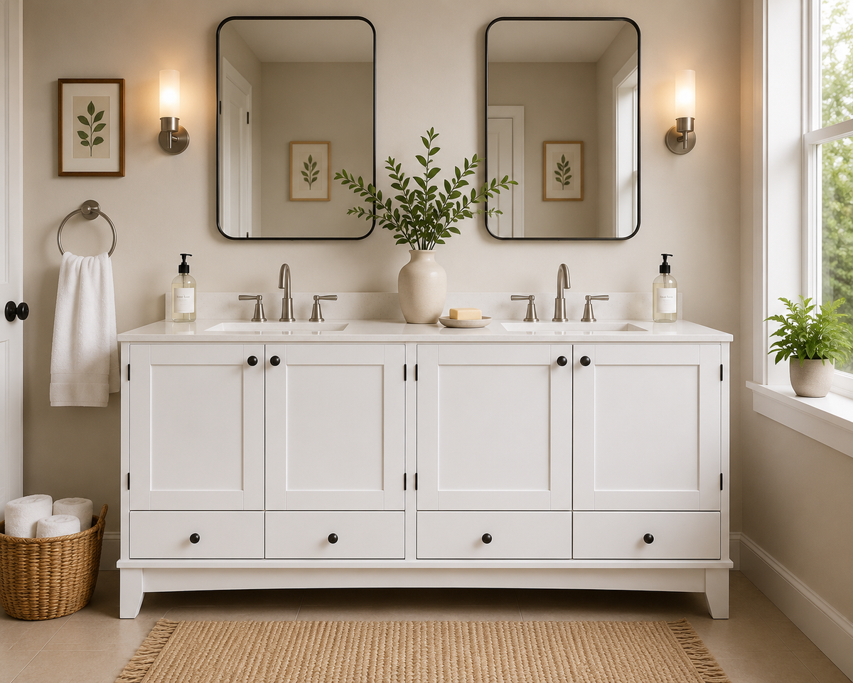 60" Solid Wood Freestanding Bathroom Vanity Cabinet