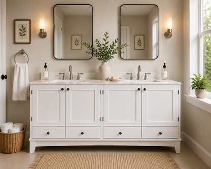 60" Solid Wood Freestanding Bathroom Vanity Cabinet