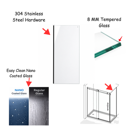W02020 Side Glass Panel for Frameless Shower Door W12-621 (Rainhaven)