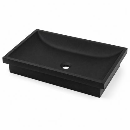 Kubrick Natural Granite Vessel Bathroom Sink - Luxury Above Counter Stone Basin