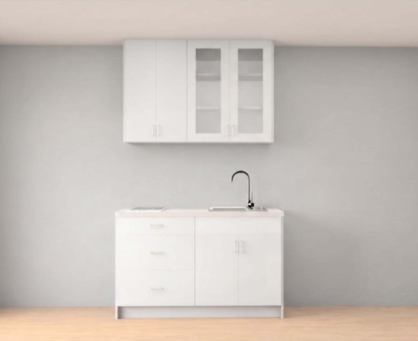 Aline 5 ft Kitchen Cabinet Set – 60" Shaker & Flat Style Cabinets