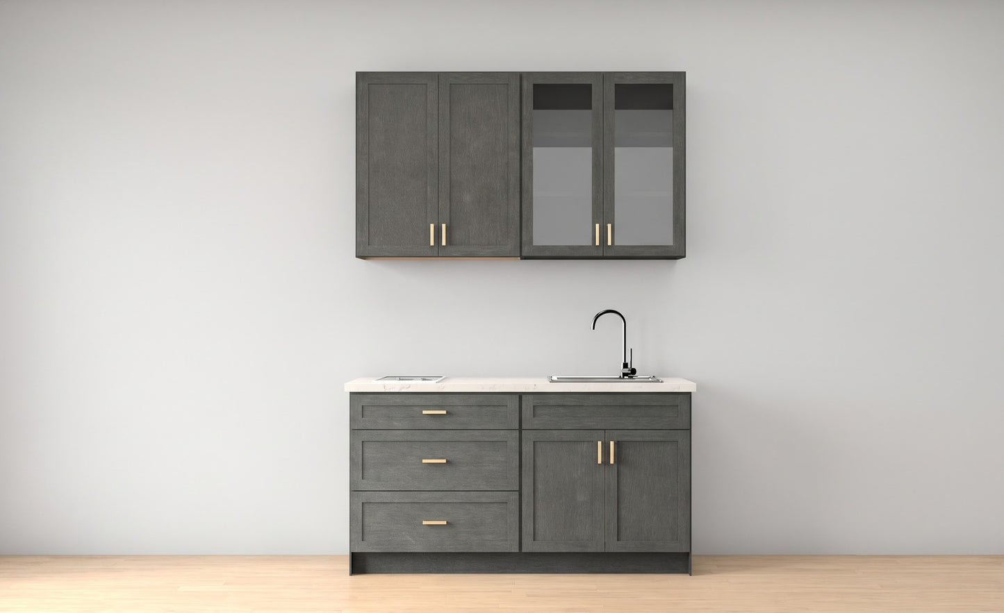 Aline 5 ft Kitchen Cabinet Set – 60" Shaker & Flat Style Cabinets
