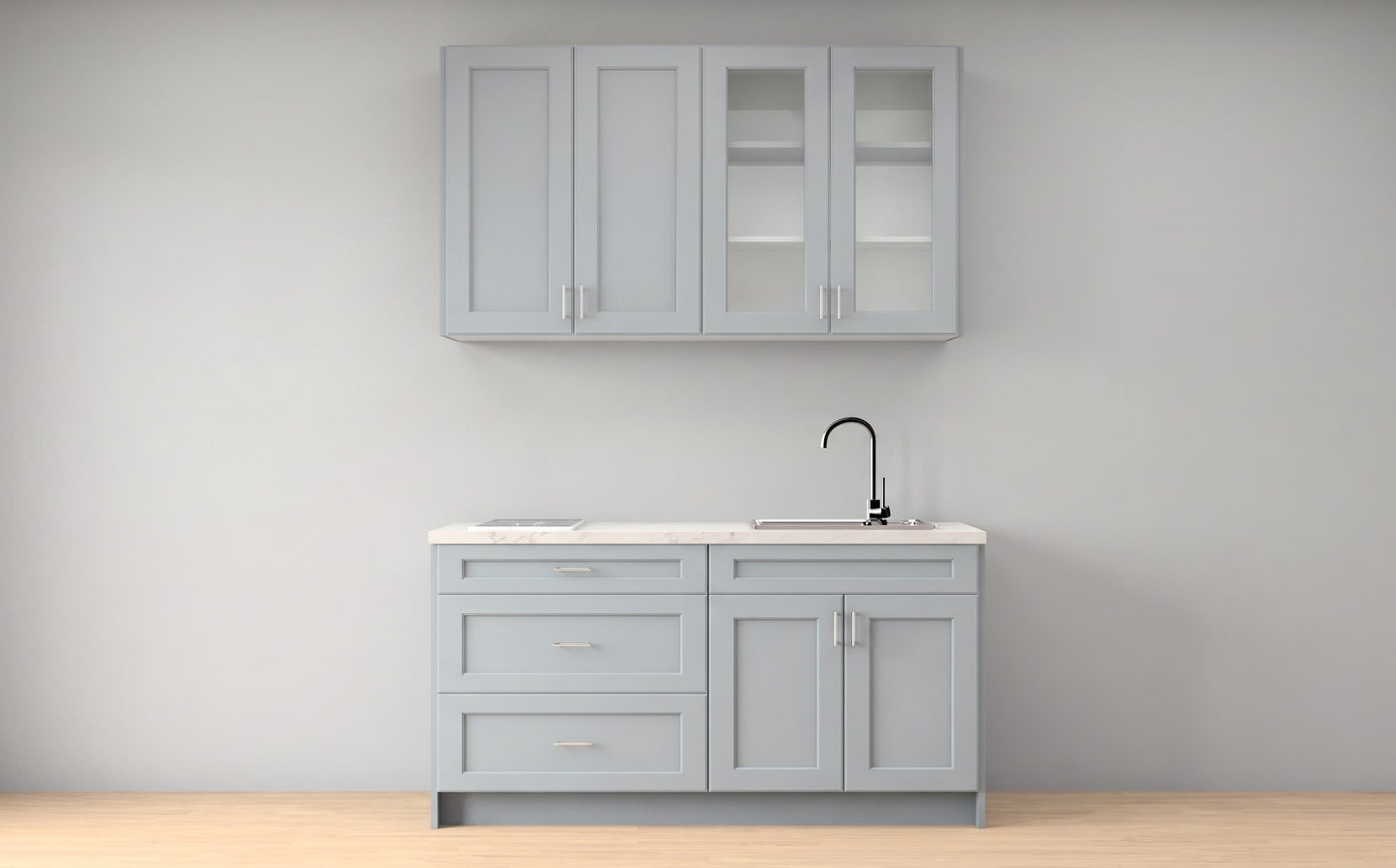 Aline 5 ft Kitchen Cabinet Set – 60" Shaker & Flat Style Cabinets