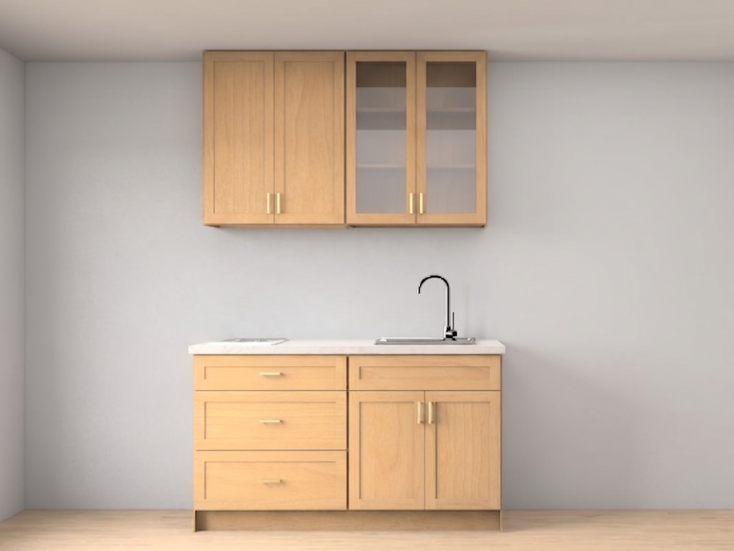 Aline 5 ft Kitchen Cabinet Set – 60" Shaker & Flat Style Cabinets