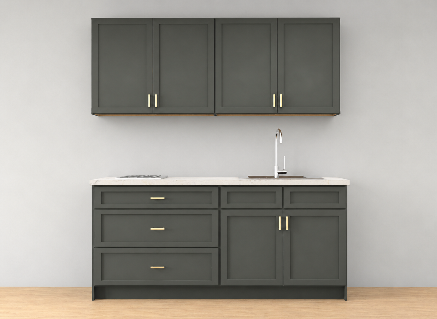 Aline 6 ft Kitchen Cabinet Set – 72" Shaker & Flat Style Cabinets
