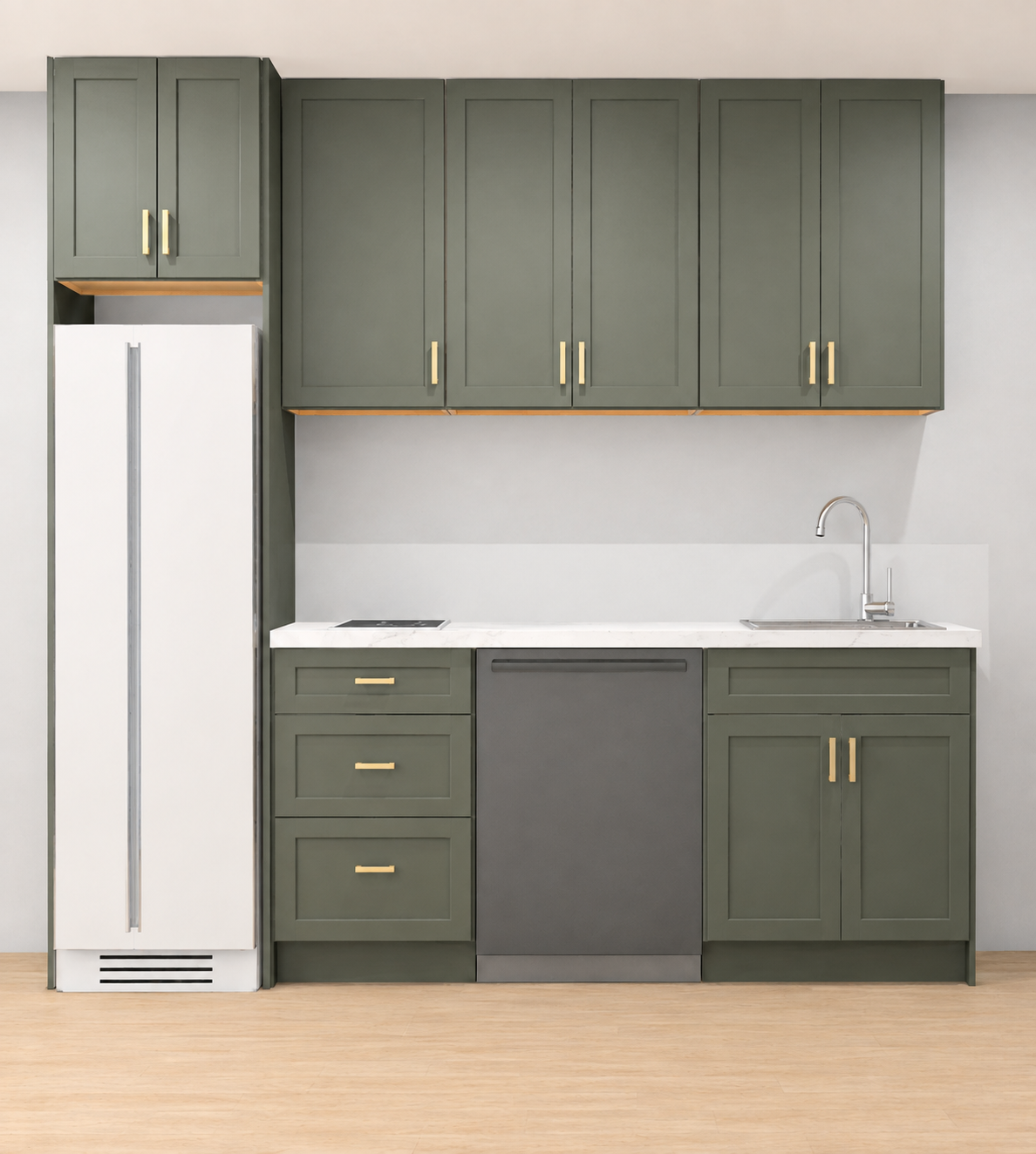 Studio Kitchen 8 ft Kitchen Cabinet Set – Shaker & Flat Door Style 105.75" Kitchen Cabinet Layout