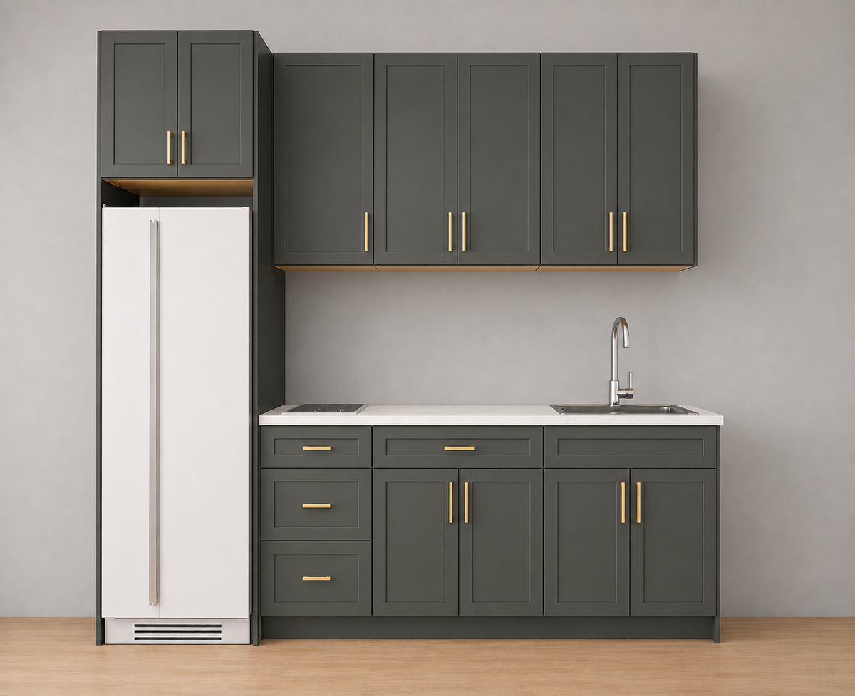 Studio Kitchen 8 ft Kitchen Cabinet Set – Shaker & Flat Door Style 108" Kitchen Cabinet Layout