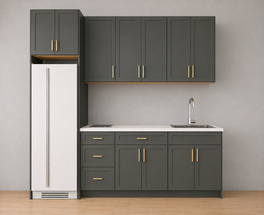 Studio Kitchen 8 ft Kitchen Cabinet Set – Shaker & Flat Door Style 108" Kitchen Cabinet Layout