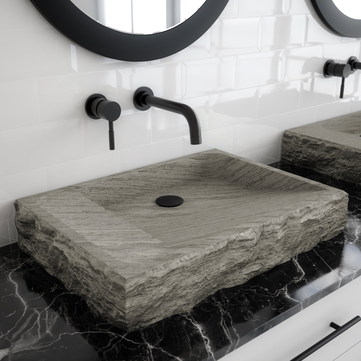 Roman Natural Sandstone Bathroom Vessel Sink