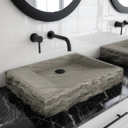Roman Natural Sandstone Bathroom Vessel Sink - Luxury Rectangular Stone Basin