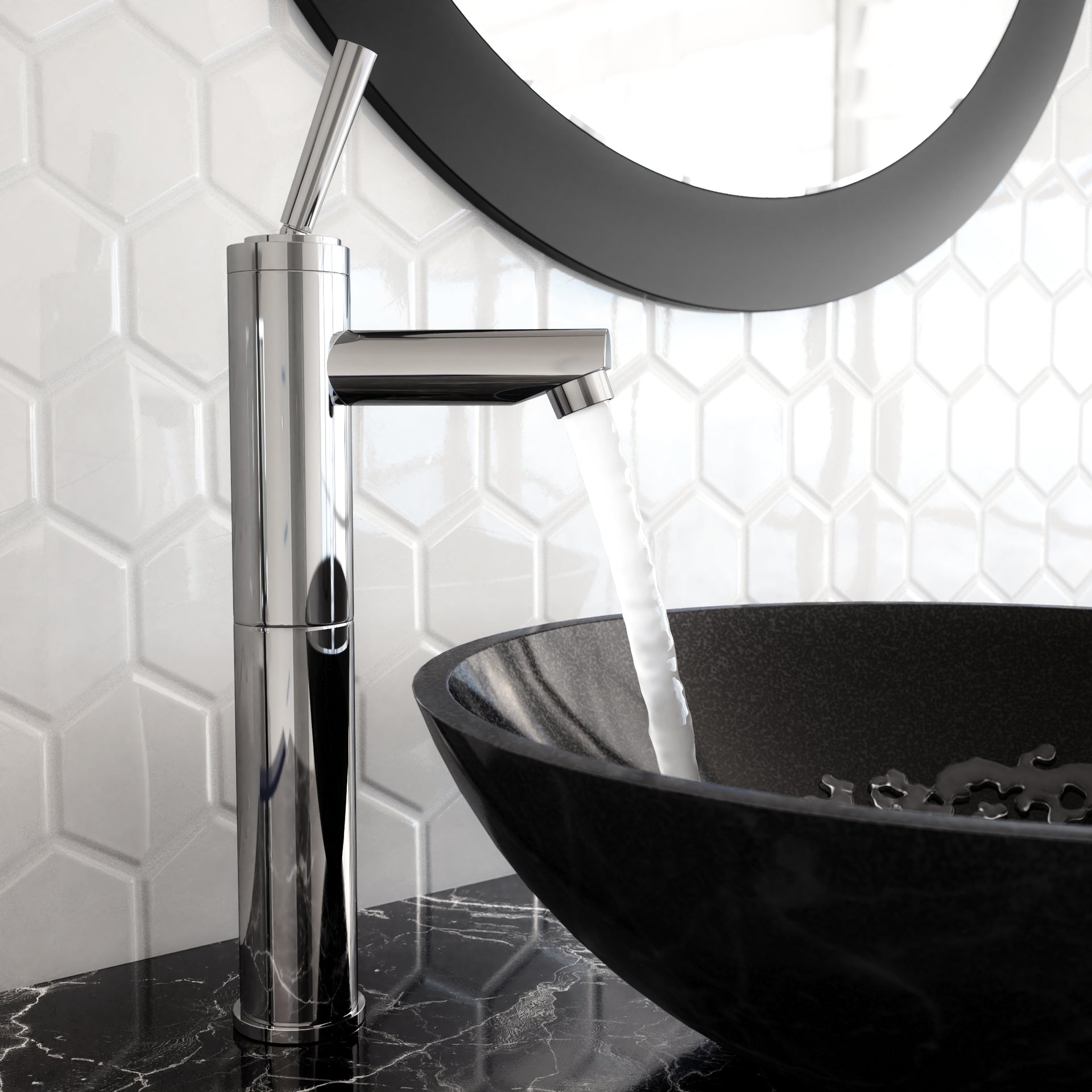 IKOU LIVING Colonna Tall Bathroom Faucet - Polished Nickel or Chrome Finish
