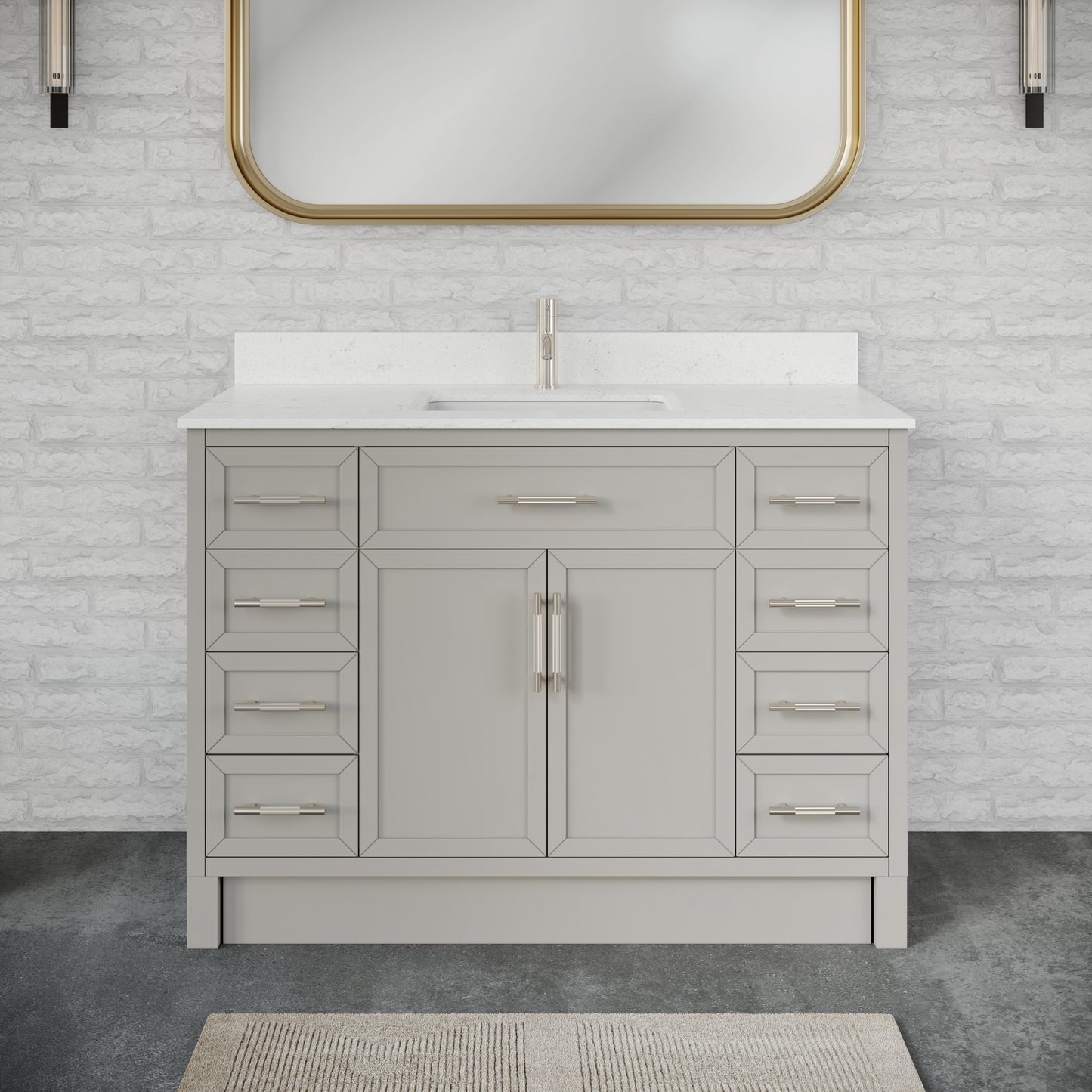 Blakely II Single Sink Bathroom Vanity with Stealth Organizer, Solid Wood Bathroom Cabinet with Engineered Stone Countertop & Backspalsh, Soft Closing Door & Drawer, Pre-Assembled