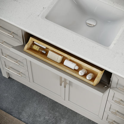 Blakely II Single Sink Bathroom Vanity with Stealth Organizer, Solid Wood Bathroom Cabinet with Engineered Stone Countertop & Backspalsh, Soft Closing Door & Drawer, Pre-Assembled