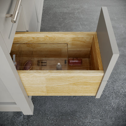 Blakely II Single Sink Bathroom Vanity with Stealth Organizer, Solid Wood Bathroom Cabinet with Engineered Stone Countertop & Backspalsh, Soft Closing Door & Drawer, Pre-Assembled
