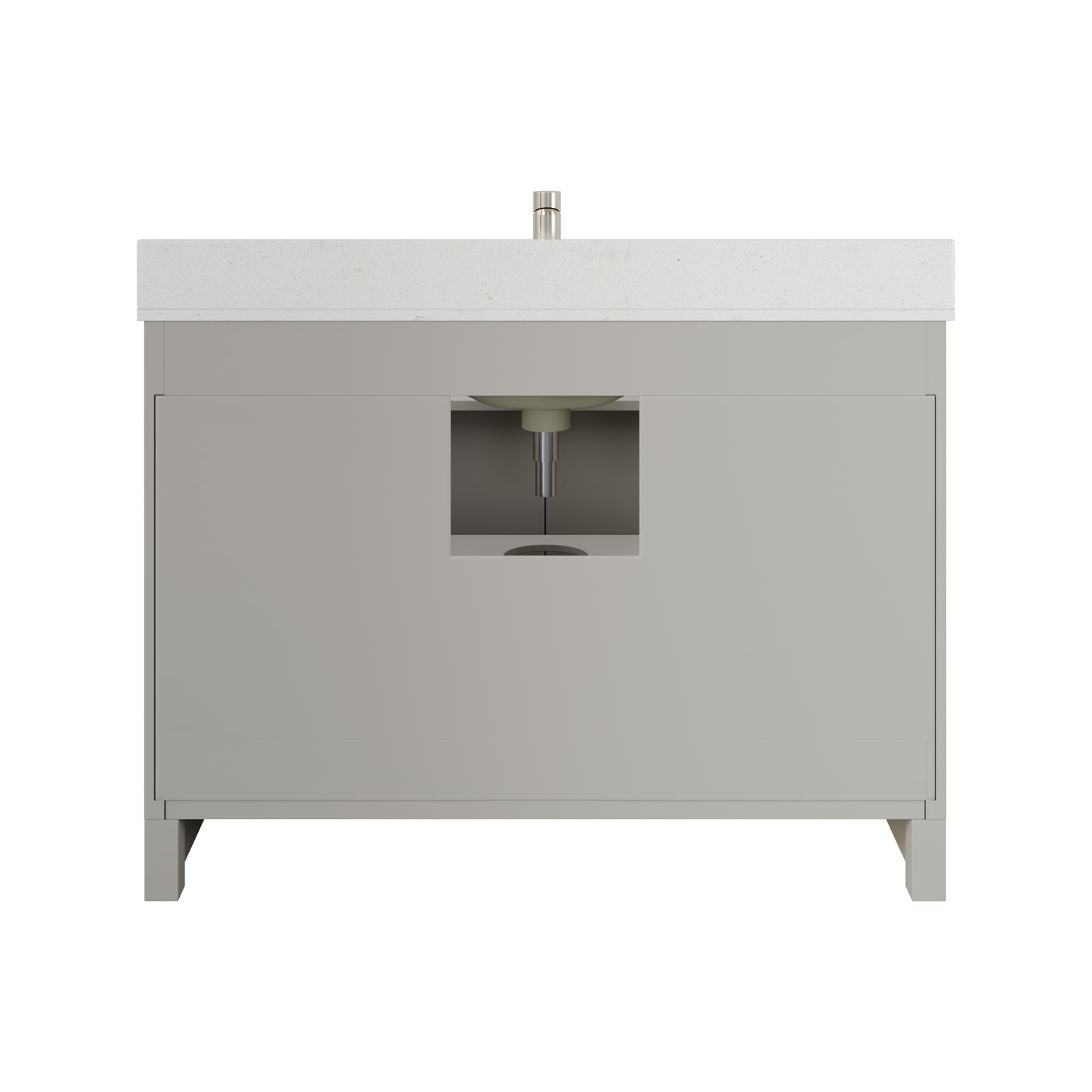 Blakely II Single Sink Bathroom Vanity with Stealth Organizer, Solid Wood Bathroom Cabinet with Engineered Stone Countertop & Backspalsh, Soft Closing Door & Drawer, Pre-Assembled