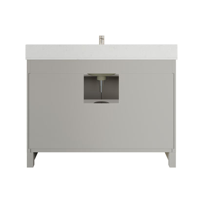 Blakely II Single Sink Bathroom Vanity with Stealth Organizer, Solid Wood Bathroom Cabinet with Engineered Stone Countertop & Backspalsh, Soft Closing Door & Drawer, Pre-Assembled