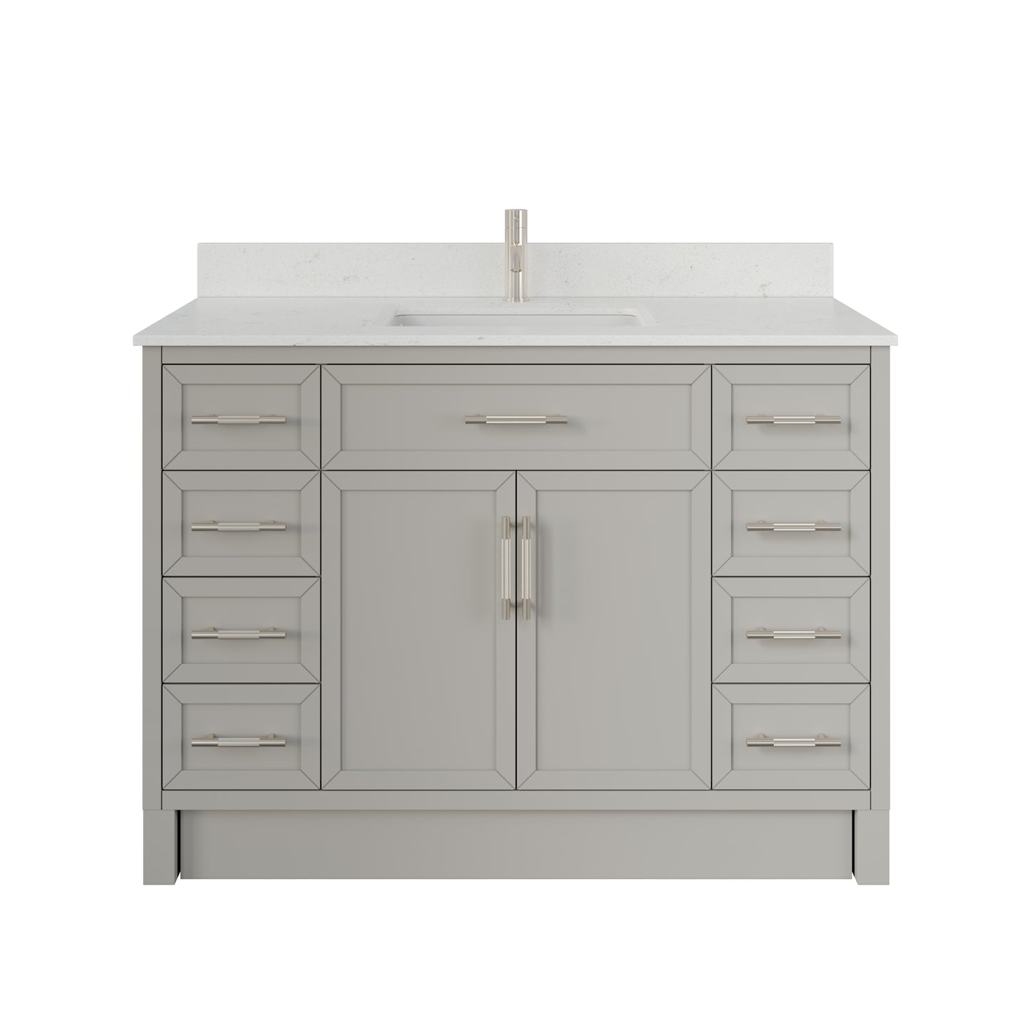 Blakely II Single Sink Bathroom Vanity with Stealth Organizer, Solid Wood Bathroom Cabinet with Engineered Stone Countertop & Backspalsh, Soft Closing Door & Drawer, Pre-Assembled