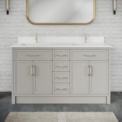 Blakely II Single Sink Bathroom Vanity with Stealth Organizer, Solid Wood Bathroom Cabinet with Engineered Stone Countertop & Backspalsh, Soft Closing Door & Drawer, Pre-Assembled
