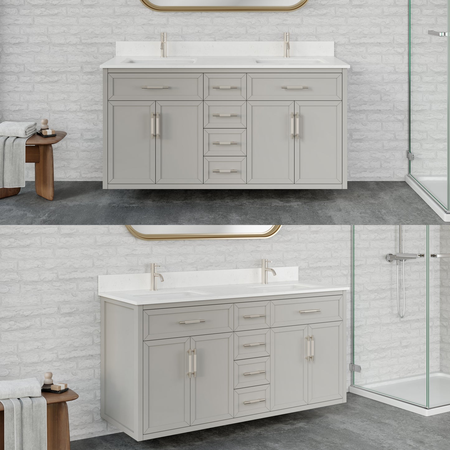 Blakely II Single Sink Bathroom Vanity with Stealth Organizer, Solid Wood Bathroom Cabinet with Engineered Stone Countertop & Backspalsh, Soft Closing Door & Drawer, Pre-Assembled
