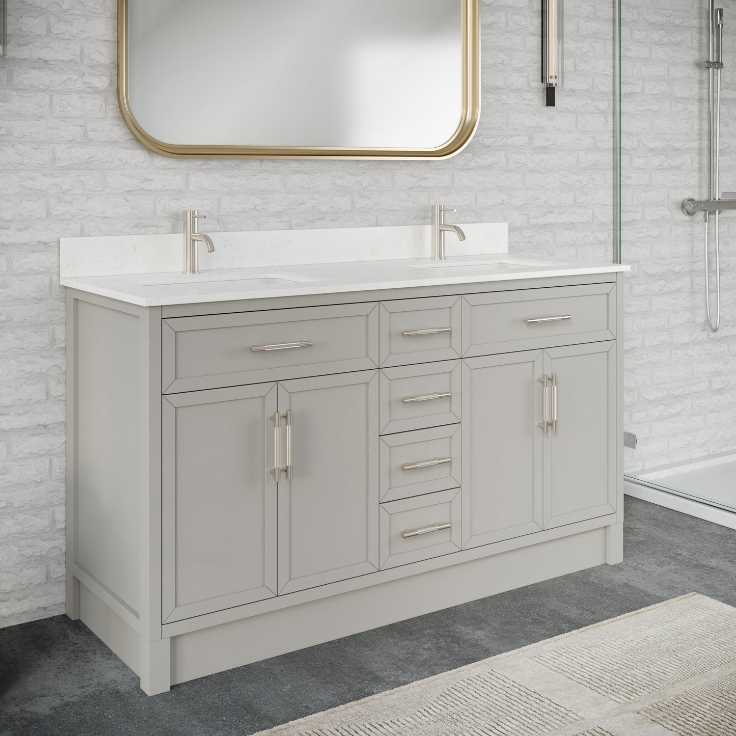Blakely II Single Sink Bathroom Vanity with Stealth Organizer, Solid Wood Bathroom Cabinet with Engineered Stone Countertop & Backspalsh, Soft Closing Door & Drawer, Pre-Assembled