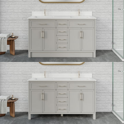 Blakely II Single Sink Bathroom Vanity with Stealth Organizer, Solid Wood Bathroom Cabinet with Engineered Stone Countertop & Backspalsh, Soft Closing Door & Drawer, Pre-Assembled