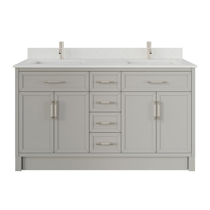 Blakely II Single Sink Bathroom Vanity with Stealth Organizer, Solid Wood Bathroom Cabinet with Engineered Stone Countertop & Backspalsh, Soft Closing Door & Drawer, Pre-Assembled