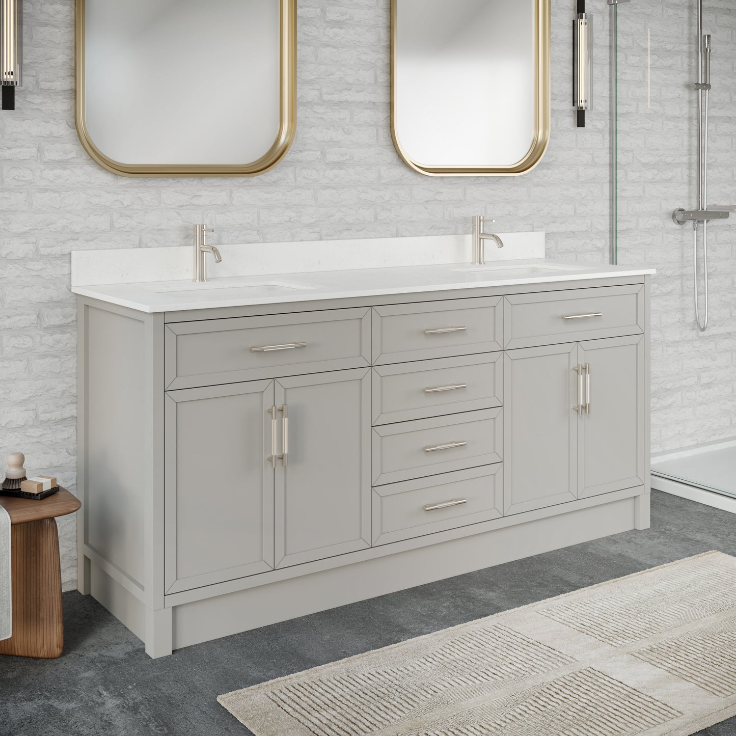 Blakely II Single Sink Bathroom Vanity with Stealth Organizer, Solid Wood Bathroom Cabinet with Engineered Stone Countertop & Backspalsh, Soft Closing Door & Drawer, Pre-Assembled