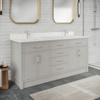Blakely II Single Sink Bathroom Vanity with Stealth Organizer, Solid Wood Bathroom Cabinet with Engineered Stone Countertop & Backspalsh, Soft Closing Door & Drawer, Pre-Assembled