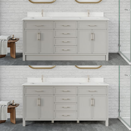 Blakely II Single Sink Bathroom Vanity with Stealth Organizer, Solid Wood Bathroom Cabinet with Engineered Stone Countertop & Backspalsh, Soft Closing Door & Drawer, Pre-Assembled