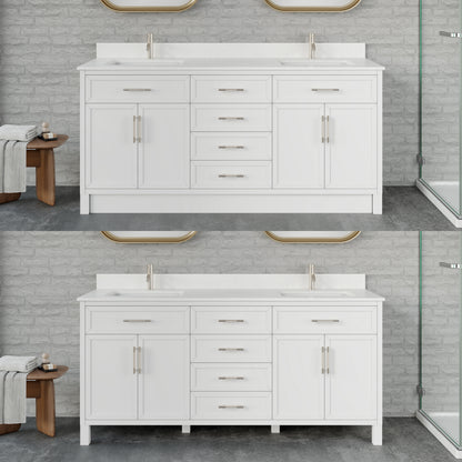 Blakely II Single Sink Bathroom Vanity with Stealth Organizer, Solid Wood Bathroom Cabinet with Engineered Stone Countertop & Backspalsh, Soft Closing Door & Drawer, Pre-Assembled