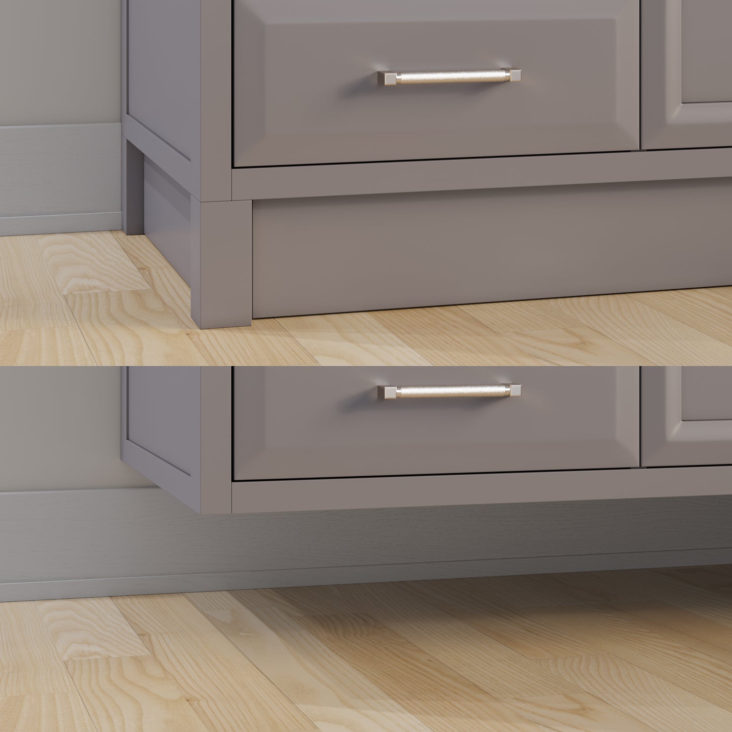Meuble-lavabo simple Capri III avec organiseur Stealth, armoire de salle de bain en bois massif avec comptoir et dosseret en pierre reconstituée, porte et tiroir à fermeture amortie, pré-assemblé