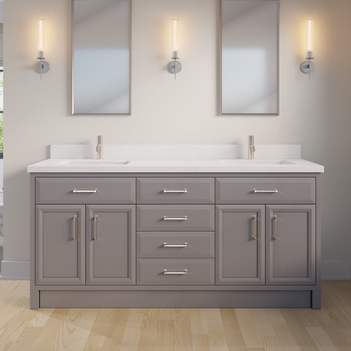 Open Box - Capri III 72" Double Sink Bathroom Vanity Ikou Living