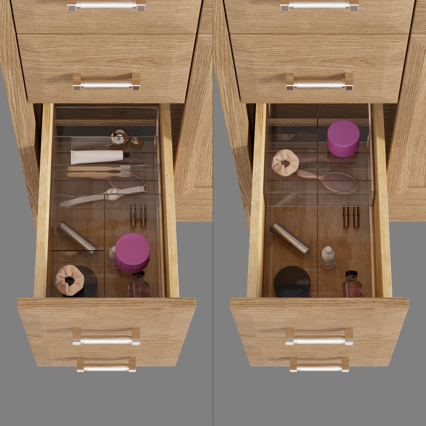Meuble-lavabo simple Capri III avec organiseur Stealth, armoire de salle de bain en bois massif avec comptoir et dosseret en pierre reconstituée, porte et tiroir à fermeture amortie, pré-assemblé
