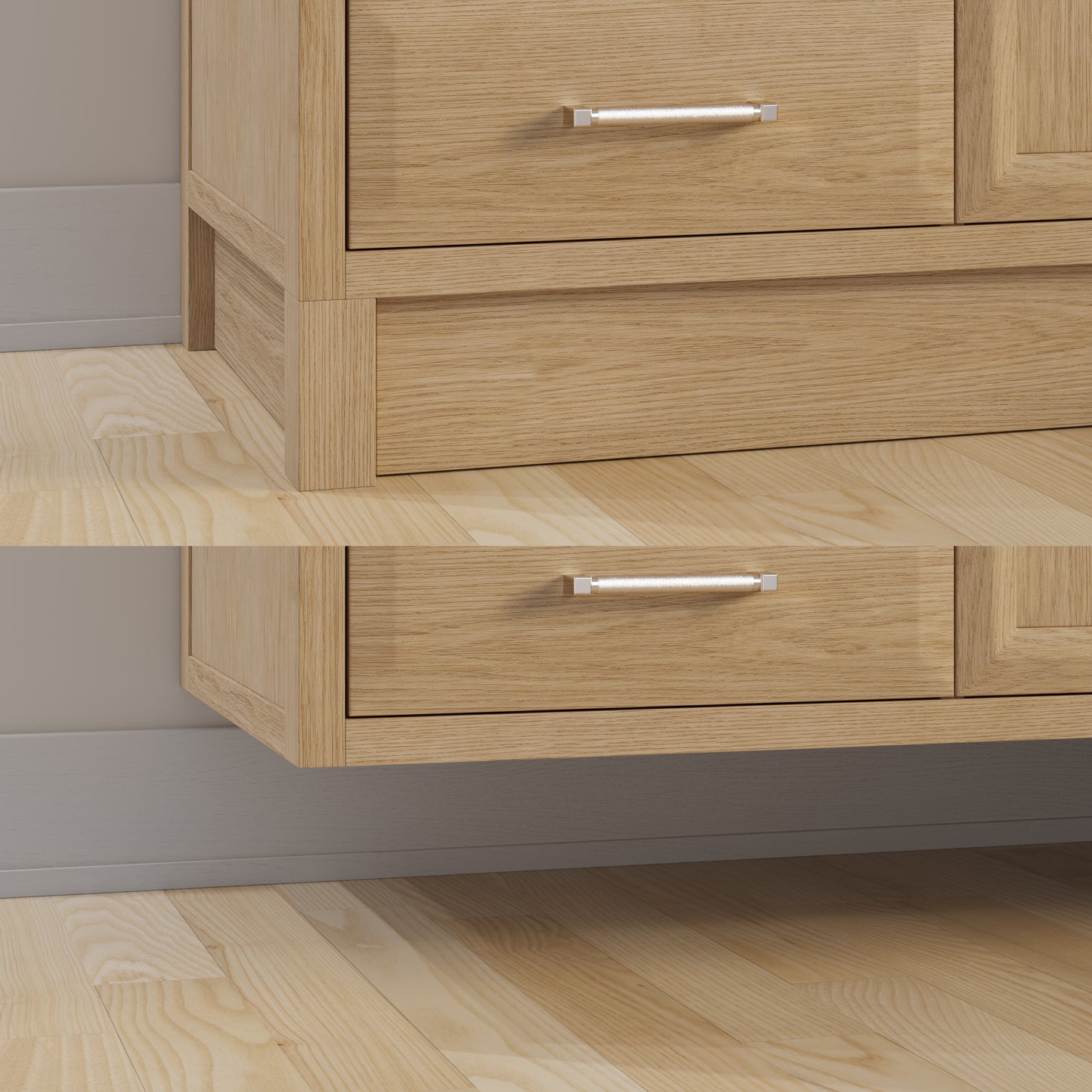 Meuble-lavabo simple Capri III avec organiseur Stealth, armoire de salle de bain en bois massif avec comptoir et dosseret en pierre reconstituée, porte et tiroir à fermeture amortie, pré-assemblé