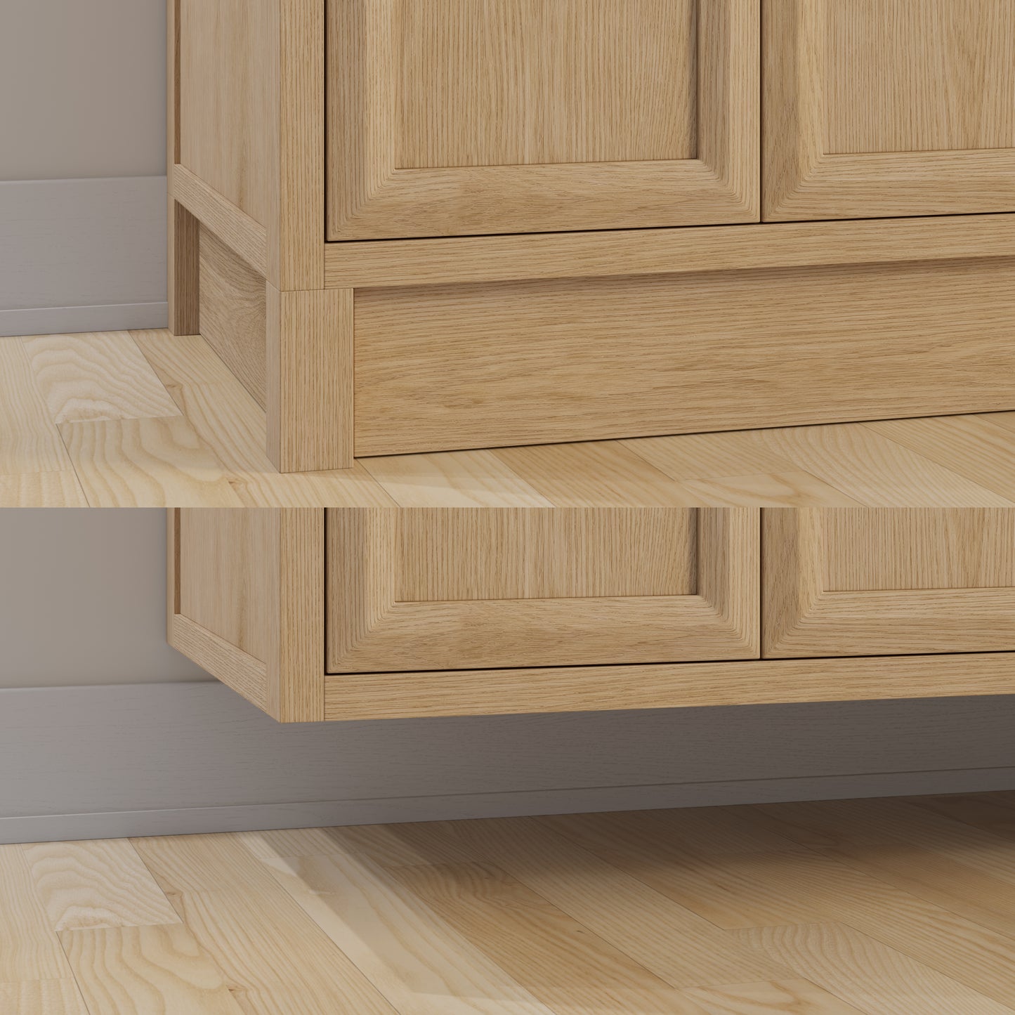 Meuble-lavabo simple Capri III avec organiseur Stealth, armoire de salle de bain en bois massif avec comptoir et dosseret en pierre reconstituée, porte et tiroir à fermeture amortie, pré-assemblé