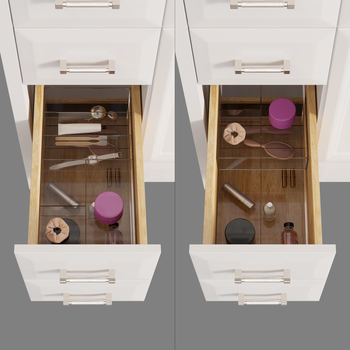 Meuble-lavabo simple Capri III avec organiseur Stealth, armoire de salle de bain en bois massif avec comptoir et dosseret en pierre reconstituée, porte et tiroir à fermeture amortie, pré-assemblé
