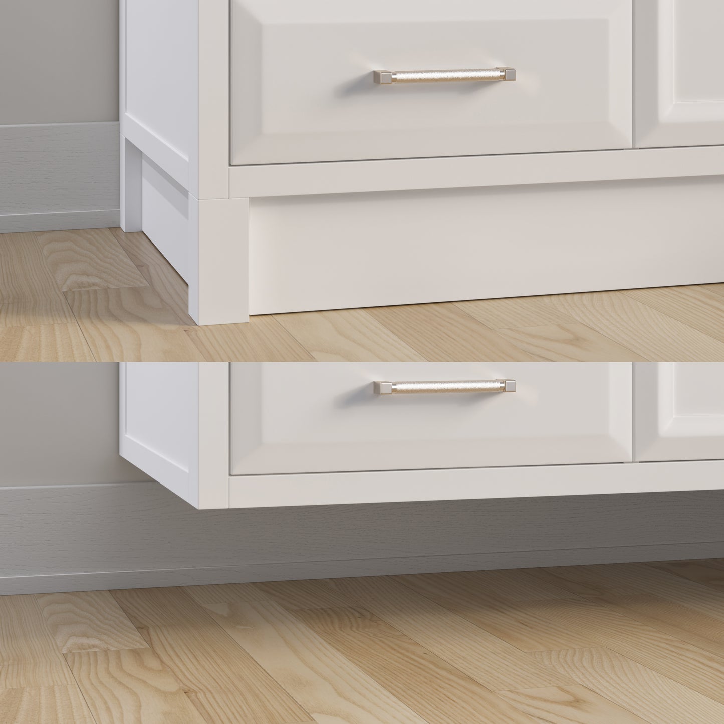 Meuble-lavabo simple Capri III avec organiseur Stealth, armoire de salle de bain en bois massif avec comptoir et dosseret en pierre reconstituée, porte et tiroir à fermeture amortie, pré-assemblé